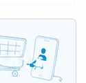 Illustration e-commerce avec panier et smartphone